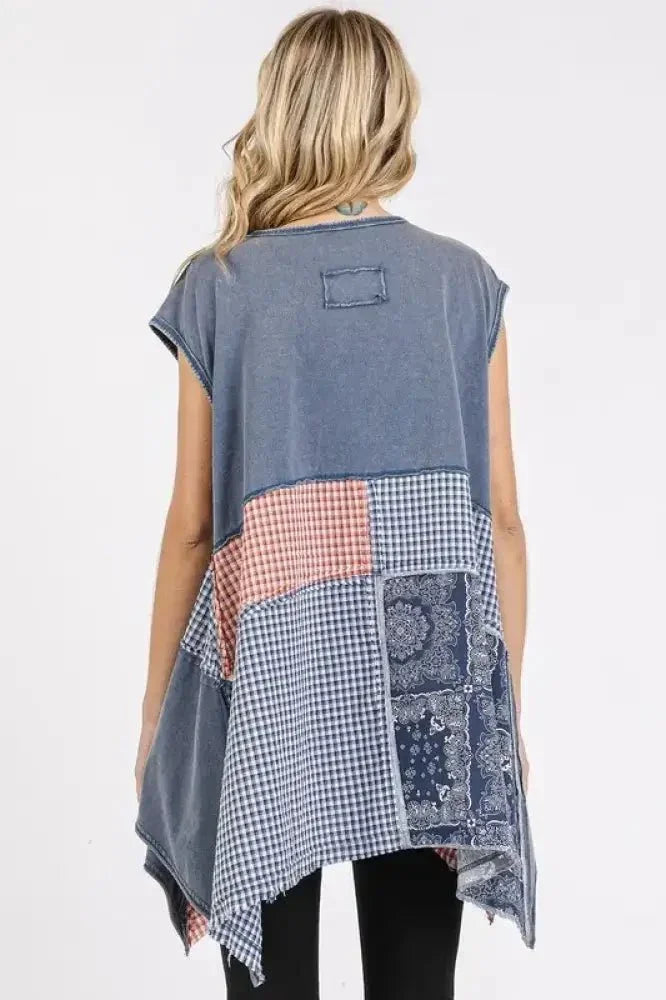 Mittoshop Patchwork Mineral Washed Round Neck Cap Sleeve Top - Update AvenueFestival VibesTrendsi100100564261122100100564261122e673868c - b3fb - 4c81 - b8ea - 793a9b58cbc5 - MaxNAVY