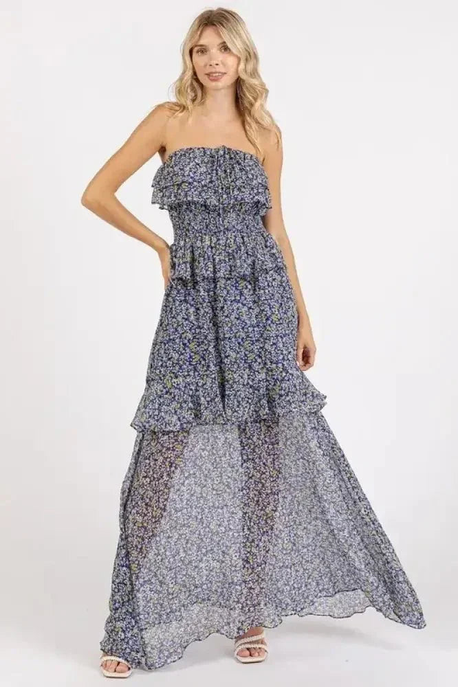 Mittoshop Ruffled Smocked Floral Halter Neck Maxi Dress - Update AvenueFestival VibesTrendsi1001004190111131001004190111138b93dfe4 - 8f12 - 4863 - 9297 - b16326a5f7e8 - MaxDark Navy