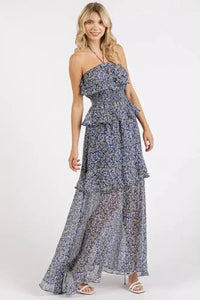 Mittoshop Ruffled Smocked Floral Halter Neck Maxi Dress - Update AvenueFestival VibesTrendsi10010041901111310010041901111350e9c921 - 1ad6 - 471a - bbdc - c2a1a26043e1 - MaxDark Navy