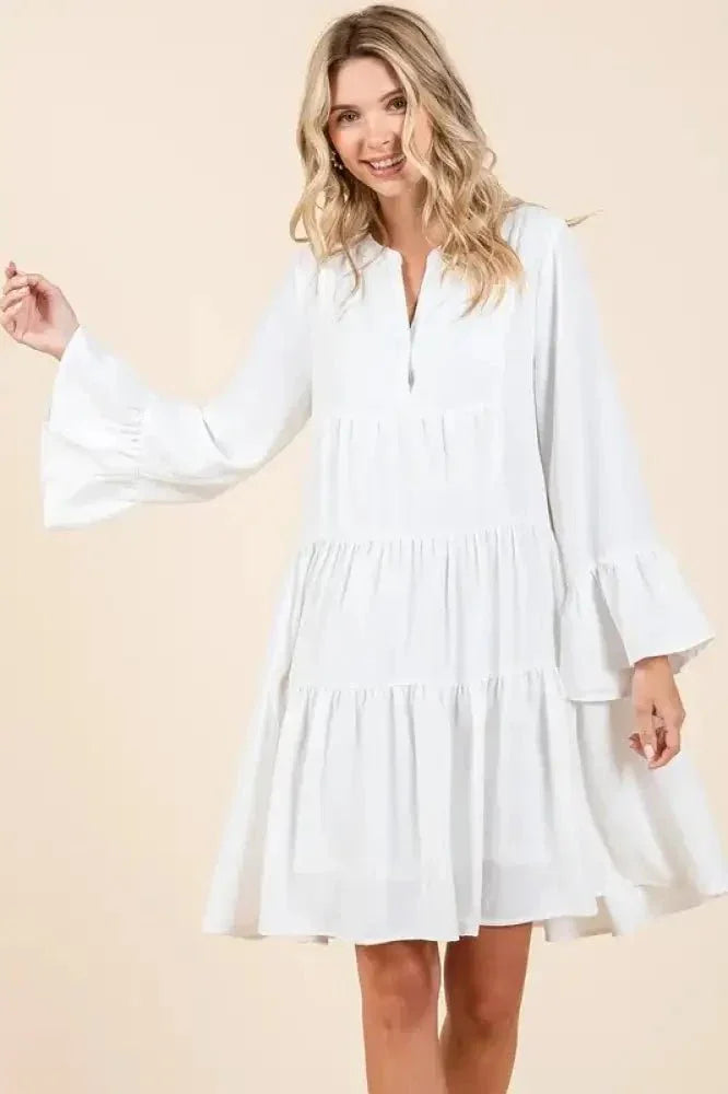 Mittoshop Tiered Notched Flare Sleeve Dress - Update AvenueVacation StyleTrendsi10010020842106510010020842106540688fb9 - e73e - 40ab - b5da - 22ba1e50d820 - MaxIvory