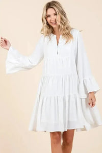 Mittoshop Tiered Notched Flare Sleeve Dress - Update AvenueVacation StyleTrendsi10010020842106510010020842106540688fb9 - e73e - 40ab - b5da - 22ba1e50d820 - MaxIvory