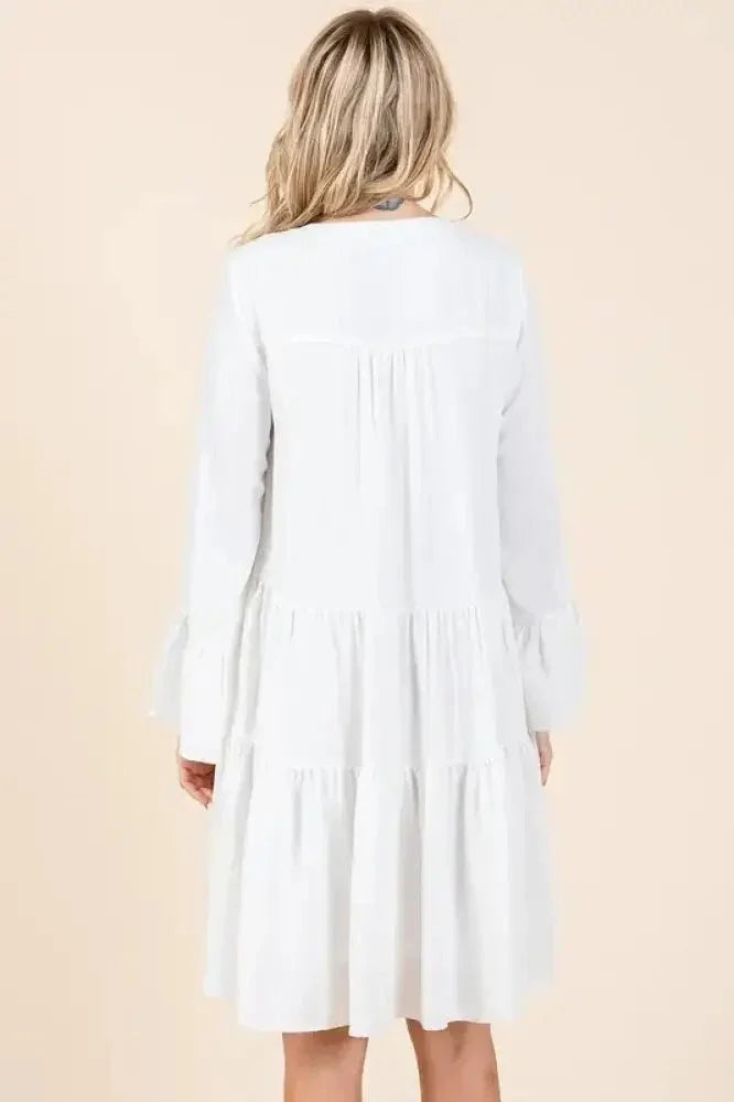 Mittoshop Tiered Notched Flare Sleeve Dress - Update AvenueVacation StyleTrendsi100100208421065100100208421065aec7812d - 7fc7 - 463a - b047 - de75416b1c43 - MaxIvory