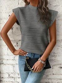 Mock Neck Cap Sleeve Top - Update AvenueT-ShirtsTrendsi100100378350186100100378350186044dd02f - e0e1 - 41a8 - b8d3 - 545c3cd47956 - Max - OriginDark Gray