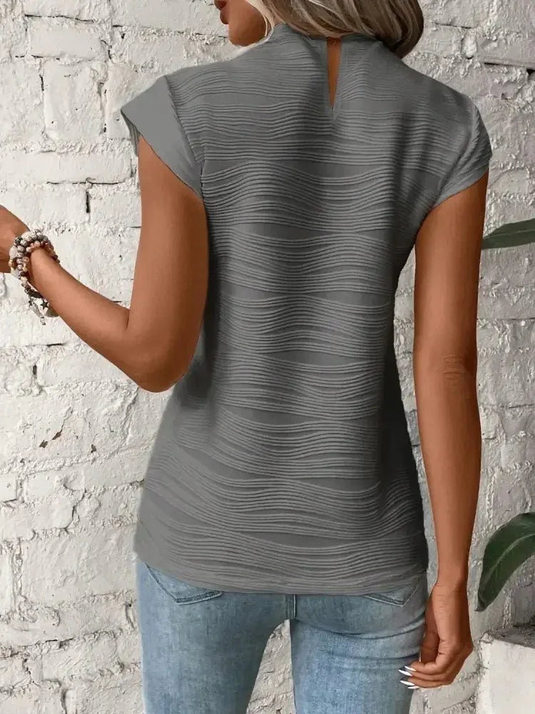 Mock Neck Cap Sleeve Top - Update AvenueT-ShirtsTrendsi1001003783501861001003783501860393850c - b648 - 49fe - b47d - 5910c4b4ebc6 - Max - OriginDark Gray