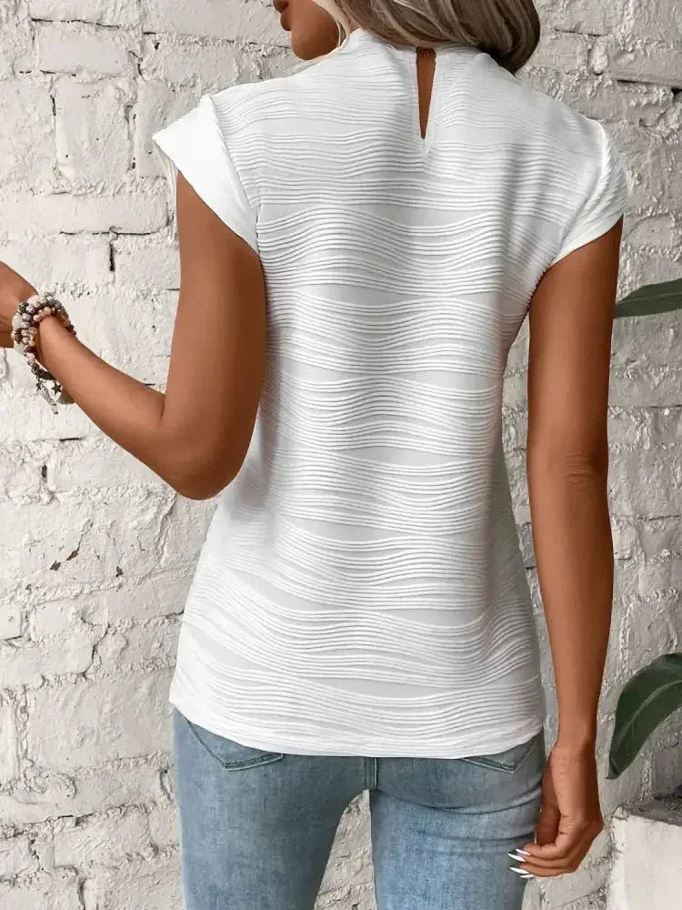 Mock Neck Cap Sleeve Top - Update AvenueT-ShirtsTrendsi100100378352675100100378352675c4c89189 - 5668 - 4bcb - 822d - e243f3671042 - Max - OriginWhite