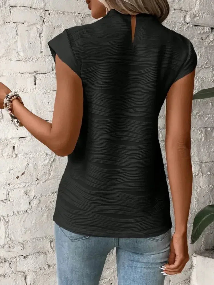 Mock Neck Cap Sleeve Top - Update AvenueT-ShirtsTrendsi1001003783556531001003783556534ebe4188 - f242 - 4451 - 923b - 496b83c0101c - Max - OriginBlack