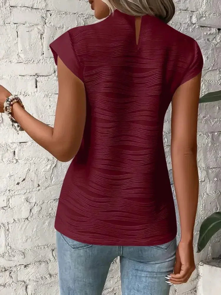 Mock Neck Cap Sleeve Top - Update AvenueT-ShirtsTrendsi100100378359201100100378359201a09cd8f7 - 5617 - 4f5f - af73 - 7adfb9014e73 - Max - OriginBurgundy
