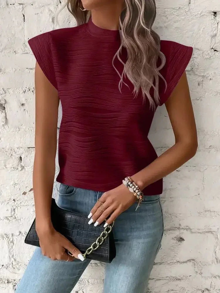 Mock Neck Cap Sleeve Top - Update AvenueT-ShirtsTrendsi1001003783592011001003783592012639ce0f - 6ea4 - 417d - a1a2 - f84d8df07d87 - Max - OriginBurgundy