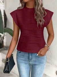 Mock Neck Cap Sleeve Top - Update AvenueT-ShirtsTrendsi100100378359201100100378359201145fb9c9 - c1a8 - 4cce - a5a6 - 6b9b46b4a5b4 - Max - OriginBurgundy