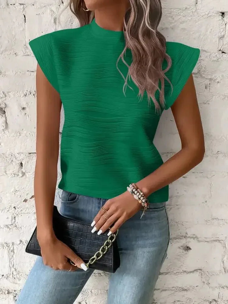 Mock Neck Cap Sleeve Top - Update AvenueT-ShirtsTrendsi10010037835986510010037835986583e51be4 - 3c6f - 4d0b - b30e - 3a2b2ee4c4a6 - Max - OriginDark Green