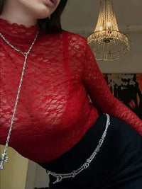 Mock Neck Lace Long Sleeve Mesh T-Shirt - Update AvenueT-ShirtsTrendsi10010095070576010010095070576087f5f358 - db1c - 4cb2 - a0ac - 094b6c115207 - Max - OriginRed