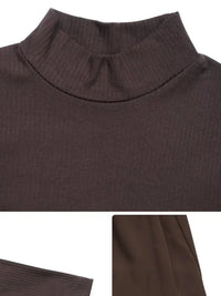 Mock Neck Long Sleeve Bubble Hem Dress - Update AvenueCasual DressesTrendsi100100467885332100100467885332Mock Neck Long Sleeve Bubble Hem DressBrown