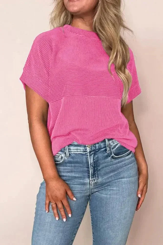 Mock Neck Short Sleeve T-Shirt - Update AvenueT-ShirtsTrendsi1001003784319441001003784319449988a0de - 43b8 - 4b2d - bcd5 - 24112b92b9a3 - Max - OriginFuchsia Pink