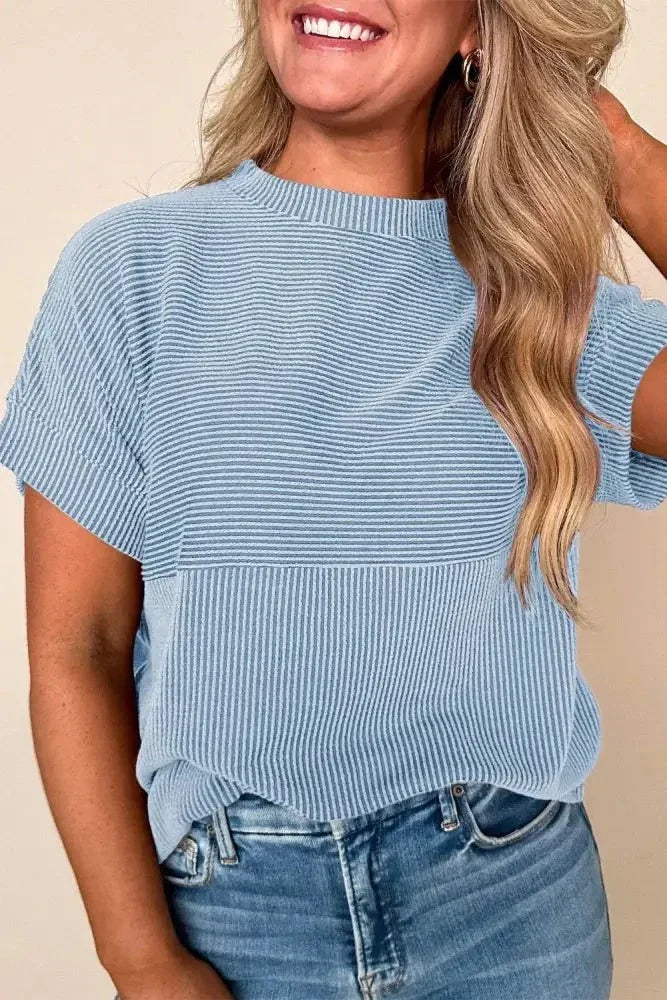 Mock Neck Short Sleeve T-Shirt - Update AvenueT-ShirtsTrendsi10010037843526010010037843526012a9e6f2 - 9220 - 4282 - 9e49 - 9a5455095c1a - Max - OriginLight Blue