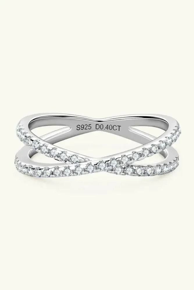 Moissanite 925 Sterling Silver Crisscross Ring