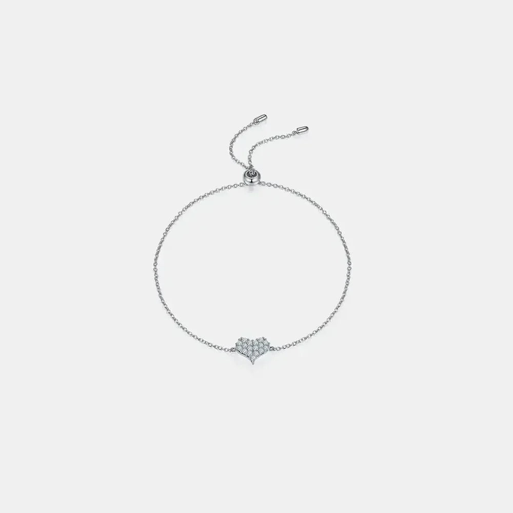 Moissanite 925 Sterling Silver Heart Bracelet - Update AvenueBraceletsTrendsi100500429021217100500429021217Moissanite 925 Sterling Silver Heart BraceletSilver