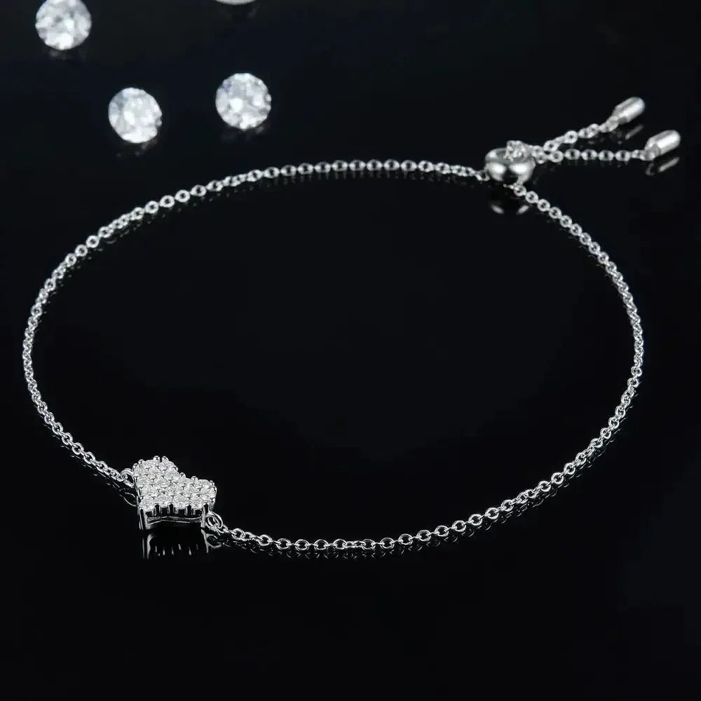 Moissanite 925 Sterling Silver Heart Bracelet - Update AvenueBraceletsTrendsi100500429021217100500429021217Moissanite 925 Sterling Silver Heart BraceletSilver