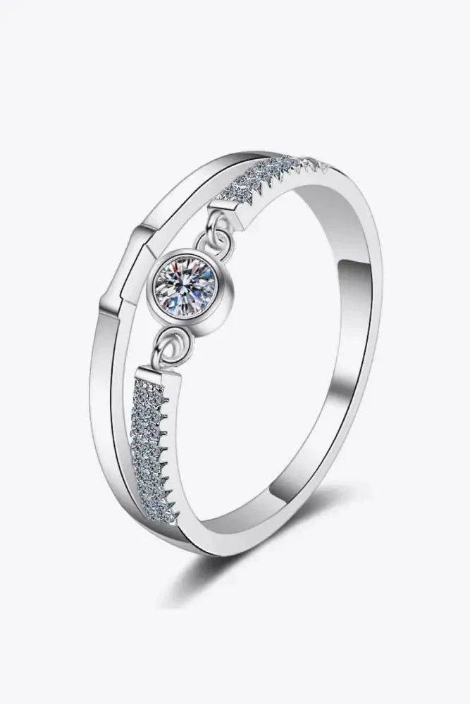 Moissanite Cutout Rhodium - Plated Ring - Update AvenueRingTrendsi100100359296758100100359296758Moissanite Cutout Rhodium - Plated RingSilver