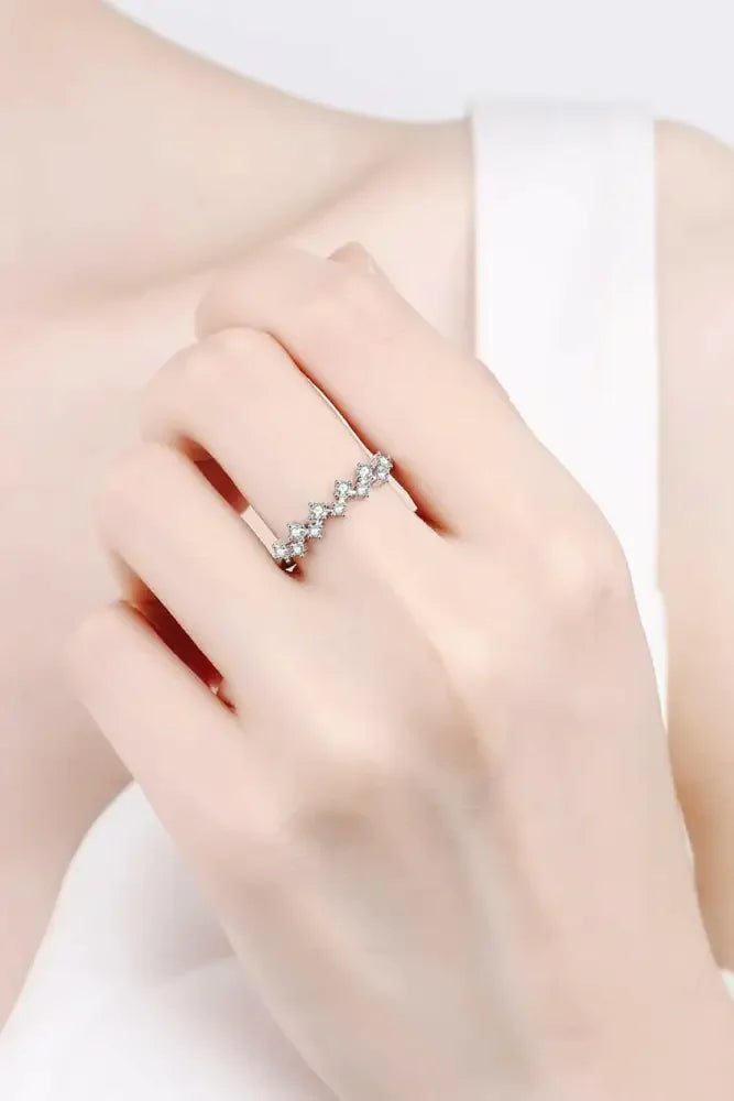 Moissanite Rhodium-Plated Half-Eternity Ring