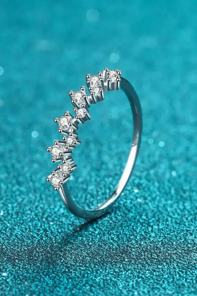 Moissanite Rhodium-Plated Half-Eternity Ring