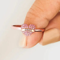 MOM Heart Shape 925 Sterling Silver Engraved Ring
