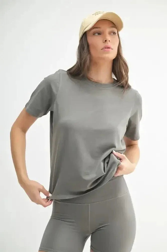 MONO B Round Neck Short Sleeve T-Shirt - Update AvenueT-ShirtsTrendsi100100292631235100100292631235c69fddaa941944e394cc6461a82985b2 - Max - OriginNEW PEWTER