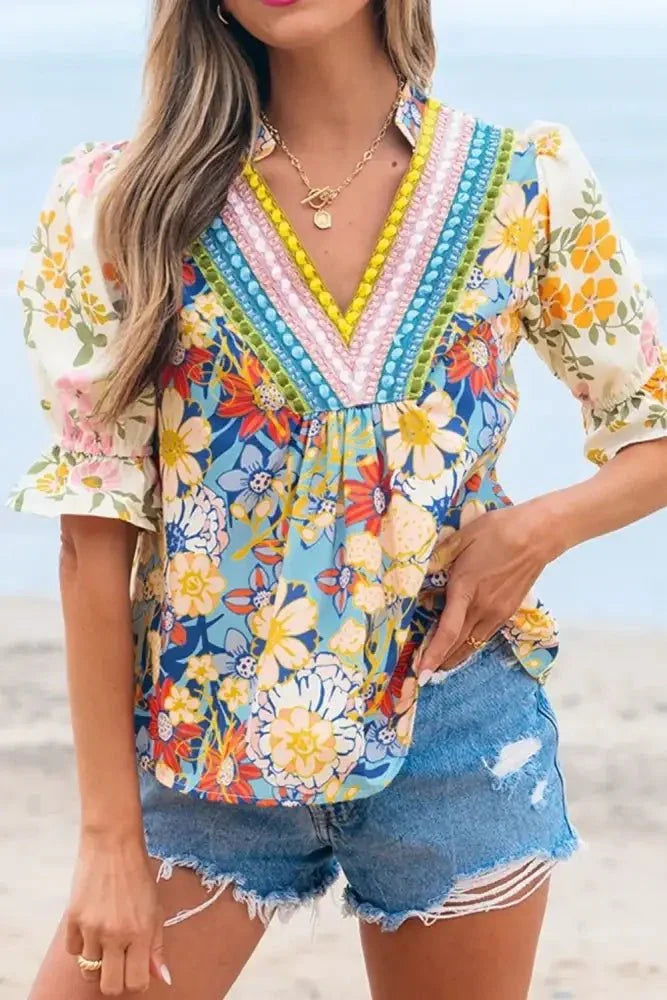 Multicolour Crochet V Neck Half Sleeve Boho Floral Blouse - Update AvenueBoho VibesTrendsi100100625080220100100625080220ea1c279f - 49cd - 4ec9 - ae31 - 766c9d587fbf - Max - OriginFloral