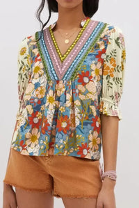 Multicolour Crochet V Neck Half Sleeve Boho Floral Blouse - Update AvenueBoho VibesTrendsi100100625080220100100625080220c2de9d41 - 238b - 4692 - bce8 - f152e2a8d716 - Max - OriginFloral