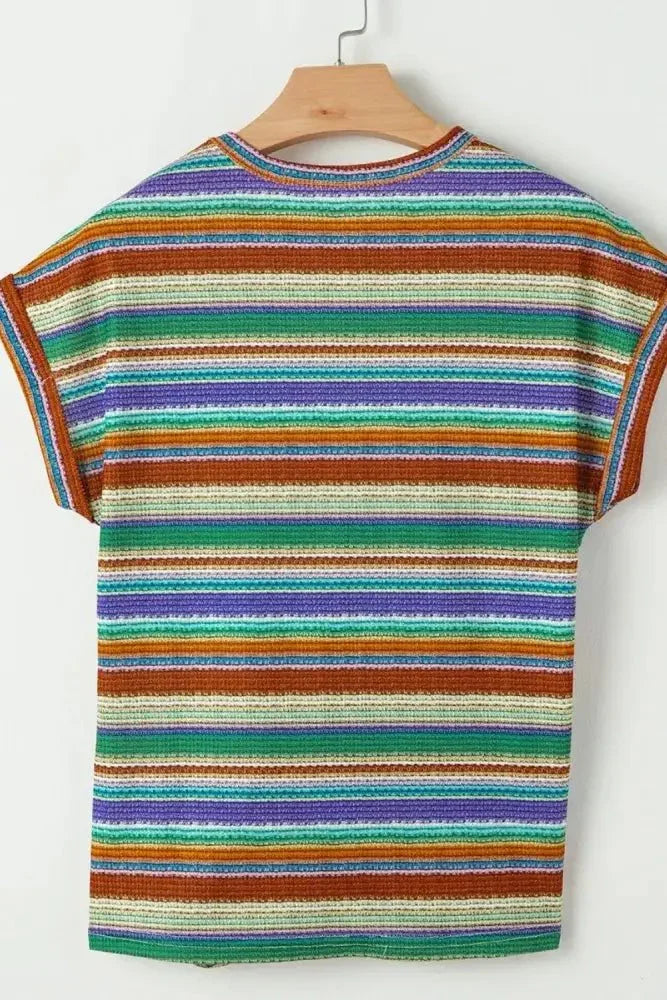 Multicolour Striped Twist Hem Cap Sleeve Top - Update AvenueBoho VibesTrendsi100100625281531100100625281531e494bb23 - f21c - 42b8 - 861a - 5f9330db9f9c - Max - OriginMulticolor