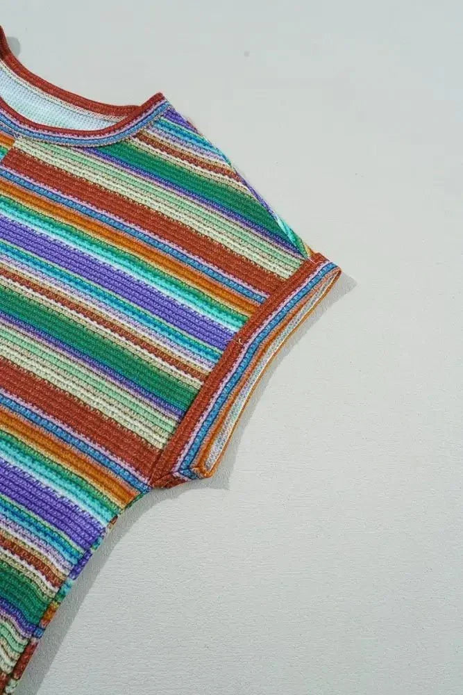 Multicolour Striped Twist Hem Cap Sleeve Top - Update AvenueBoho VibesTrendsi1001006252815311001006252815310815a421 - 012e - 4d6a - 9905 - 6644839a7f8e - Max - OriginMulticolor