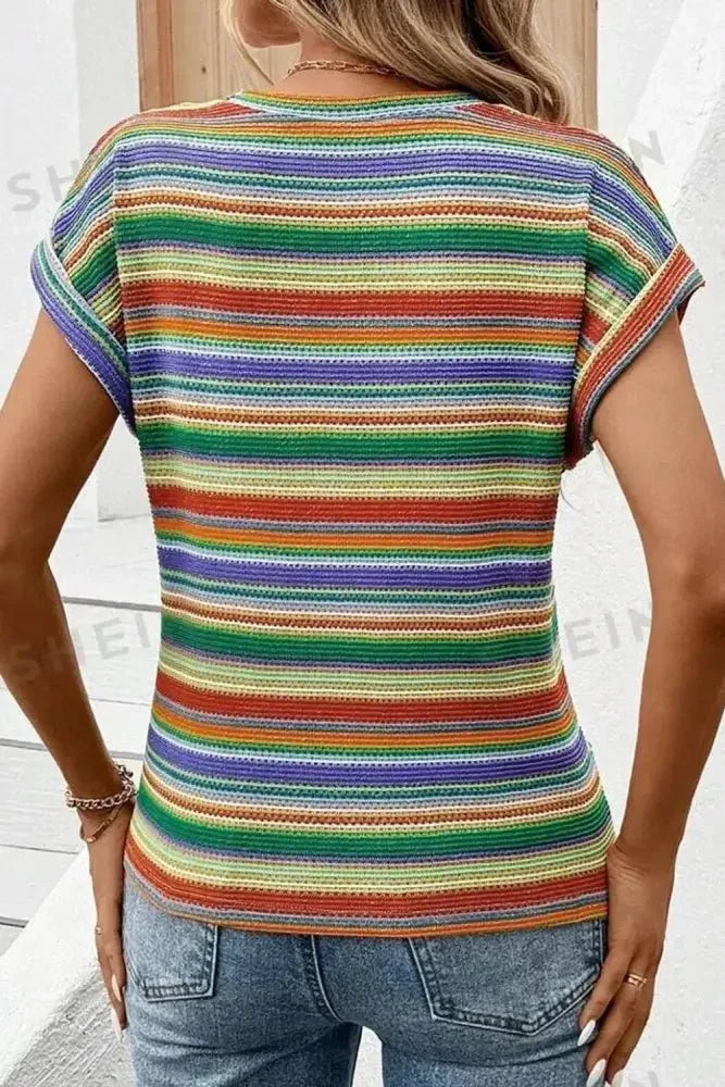 Multicolour Striped Twist Hem Cap Sleeve Top - Update AvenueBoho VibesTrendsi100100625281531100100625281531b8d8b49b - 5f84 - 43f8 - b1ae - d63559f69850 - Max - OriginMulticolor