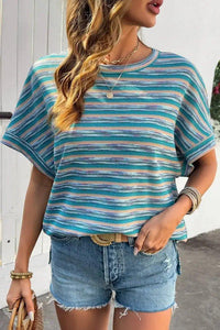 Multicolour Striped Wide Sleeve Loose T Shirt - Update AvenueT-ShirtsTrendsi100100533483219100100533483219ff977dbf - 4b55 - 4bdf - 9809 - da569cc6dd8b - Max - OriginTeal