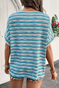 Multicolour Striped Wide Sleeve Loose T Shirt - Update AvenueT-ShirtsTrendsi1001005334832191001005334832195e11fe5e - 7a7b - 448f - aa06 - 51e08d24b336 - Max - OriginTeal