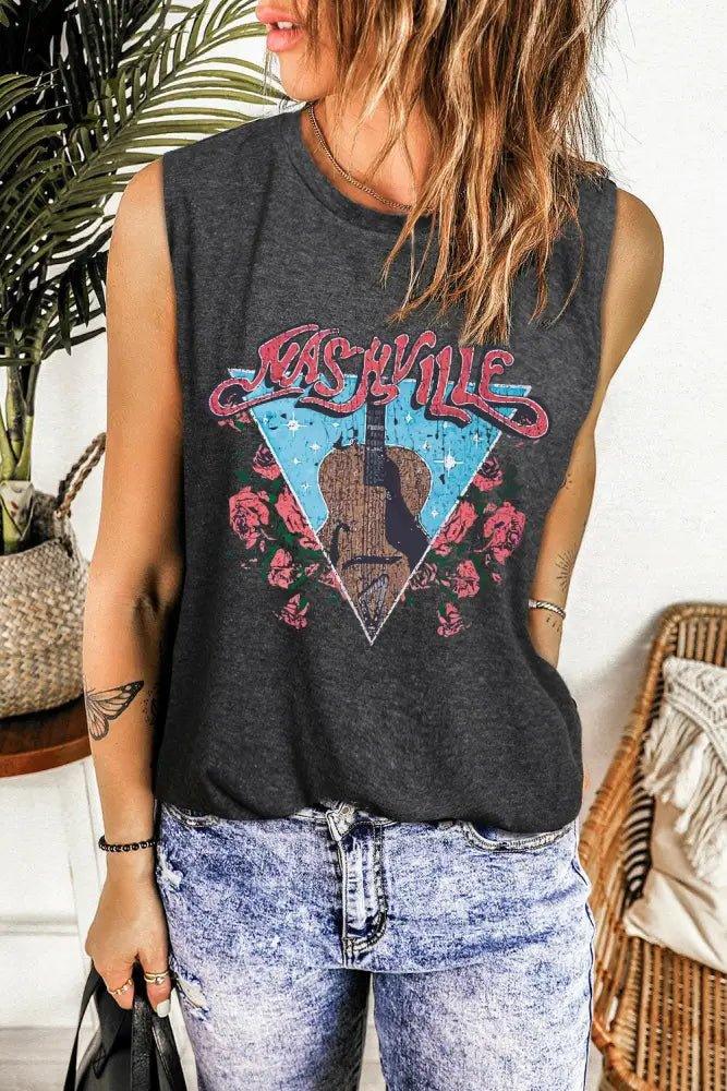 NASHVILLE Graphic Round Neck Tank - Update AvenueFestival VibesTrendsi1001010827521241001010827521243e49fee35c804d509380a0c6c5f96a60 - MaxDark Gray