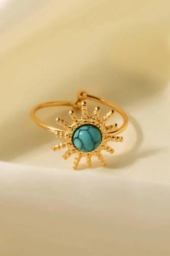 Natural Stone Sun Shape Open Ring - Update AvenueRingTrendsi100100620472640100100620472640Natural Stone Sun Shape Open RingGold/Blue