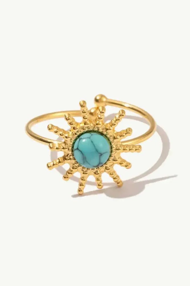 Natural Stone Sun Shape Open Ring - Update AvenueRingTrendsi100100620472640100100620472640Natural Stone Sun Shape Open RingGold/Blue