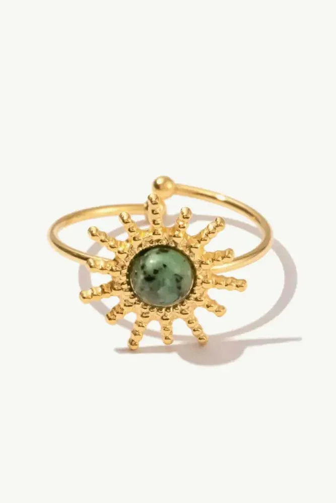 Natural Stone Sun Shape Open Ring - Update AvenueRingTrendsi100100620473368100100620473368Natural Stone Sun Shape Open RingGold/Sage