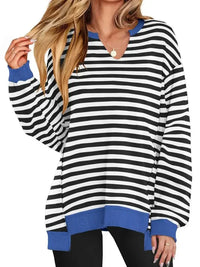 Notched Long Sleeve Oversized Sweatshirt - Update AvenueDaily EssentialsTrendsi100100440874742100100440874742491eb76f - ed04 - 450f - 904c - 559bf33edbfd - Max - OriginBlack And White Stripes