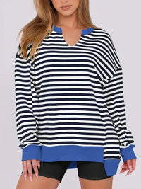 Notched Long Sleeve Oversized Sweatshirt - Update AvenueDaily EssentialsTrendsi1001004408747421001004408747420962ceff - 91e2 - 4292 - 93f1 - 2a6c1c490cc4 - Max - OriginBlack And White Stripes