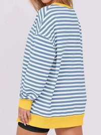 Notched Long Sleeve Oversized Sweatshirt - Update AvenueDaily EssentialsTrendsi10010044087501410010044087501447e2ecd6 - b86a - 4661 - 9018 - 02a54c21b659 - Max - OriginLight Blue Stripes
