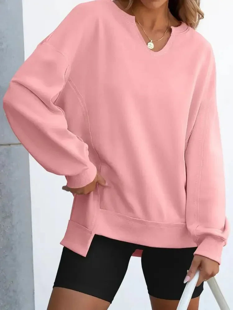 Notched Long Sleeve Oversized Sweatshirt - Update AvenueDaily EssentialsTrendsi100100440877644100100440877644a0d8d981b14542ef927bcebf53605dd0 - Max - OriginPink