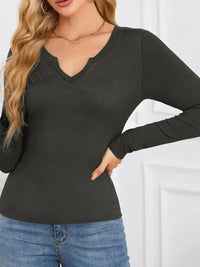 Notched Long Sleeve T-Shirt - Update AvenueT-ShirtsTrendsi1001008396211911001008396211917e42d60e - 6b44 - 444e - 89dd - f39396563f2b - Max - OriginBlack