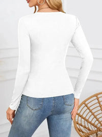 Notched Long Sleeve T-Shirt - Update AvenueT-ShirtsTrendsi1001008396216441001008396216443c376ef9 - a12f - 4130 - 97e2 - 7ba1aef807d4 - Max - OriginWhite