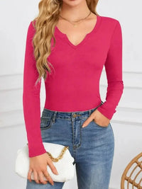 Notched Long Sleeve T-Shirt - Update AvenueT-ShirtsTrendsi100100839621664100100839621664cb107c9b - c1af - 48a5 - b08d - 721b7618fd6c - Max - OriginHot Pink