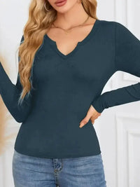 Notched Long Sleeve T-Shirt - Update AvenueT-ShirtsTrendsi10010083962310410010083962310473534451 - e3f7 - 4d91 - b4e4 - fda6e39d1d91 - Max - OriginDeep Teal