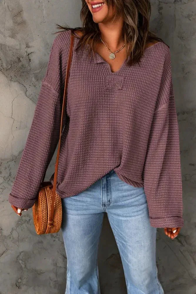 Notched Neck Drop Shoulder Blouse - Update AvenueTrendsi10010168726305110010168726305107076ff729f34f909e60a5053cf1a2e1 - MaxDusty Purple