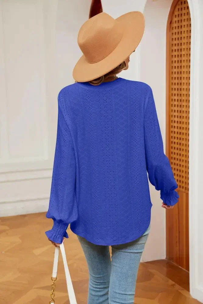 Notched Neck Flounce Sleeve Blouse - Update AvenueTrendsi100101207613631100101207613631ee09c440dcad43d5b2b970b5e86ee1e9 - MaxRoyal Blue