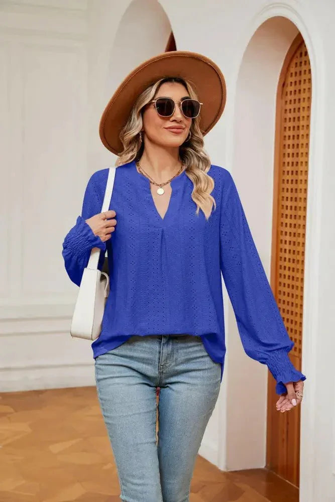 Notched Neck Flounce Sleeve Blouse - Update AvenueTrendsi10010120761363110010120761363116d83a9d4ade49dfa51ff2126fb19771 - MaxRoyal Blue