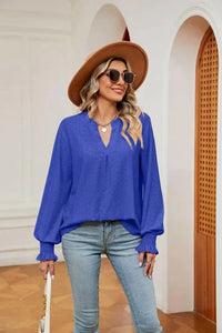 Notched Neck Flounce Sleeve Blouse - Update AvenueTrendsi1001012076136311001012076136317e24c967fcce4be88a6bf6ad10b9afc9 - MaxRoyal Blue
