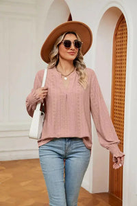 Notched Neck Flounce Sleeve Blouse - Update AvenueTrendsi1001012076170281001012076170280c3a5d062d904894ad98951b474a8fb5 - MaxLight Mauve